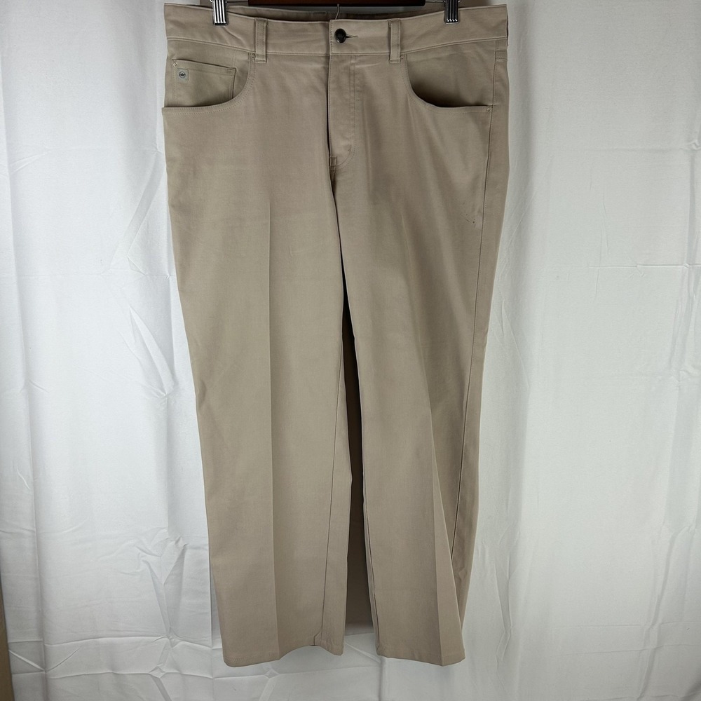 Peter Millar Pants Mens 34x32 (fit 34x27) Beige‎ Khakis Straight Leg Casual Golf